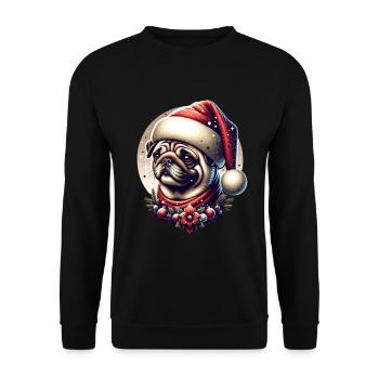 Christmas Pug Snowfall - Unisex Sweatshirt - black - Front - Alina (178cm) & Michal (187cm)