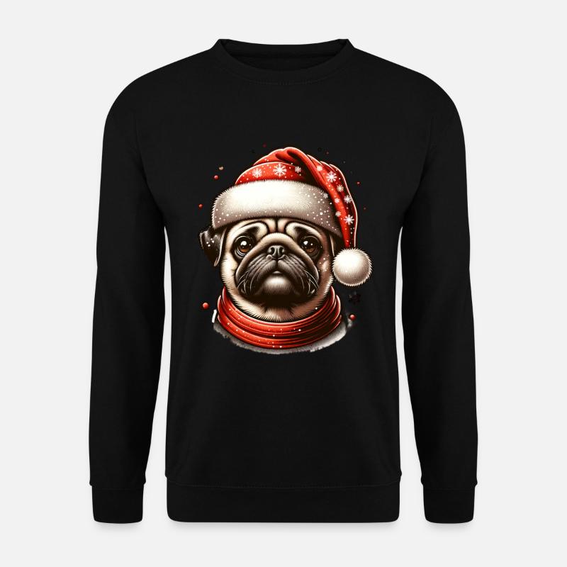 Mops Christmas Xmas Weihnachten - Unisex Pullover - Schwarz