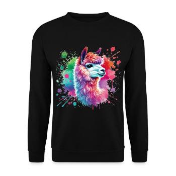 Llama, Alpaca Watercolor - Unisex Sweatshirt - black - Front - Alina (178cm) & Michal (187cm)