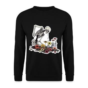 Plant Lover Skeleton Flowers - Unisex Sweatshirt - black - Front - Alina (178cm) & Michal (187cm)