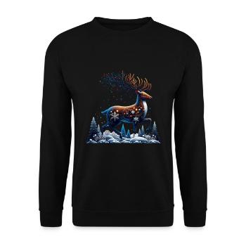 Rentier Weihnachtlich - Unisex Pullover - Schwarz - Vorne - Alina (178cm) & Michal (187cm)