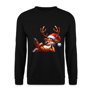 Noël des rennes - Sweat-shirt Unisexe - noir - Devant - Alina (178cm) & Michal (187cm)