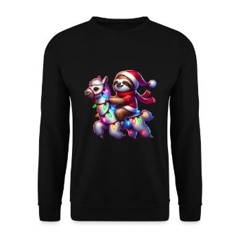 Sloth Llama Fairy Lights Christmas Christmas - Unisex Sweatshirt - black - Front - Alina (178cm) & Michal (187cm)