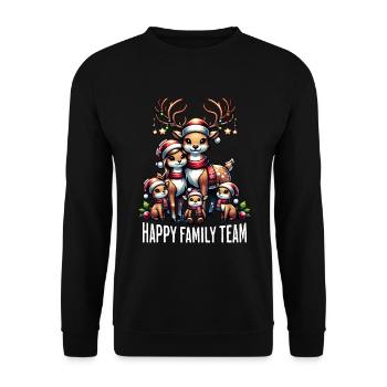Happy Family Team Weihnachten - Unisex Pullover - Schwarz - Vorne - Alina (178cm) & Michal (187cm)