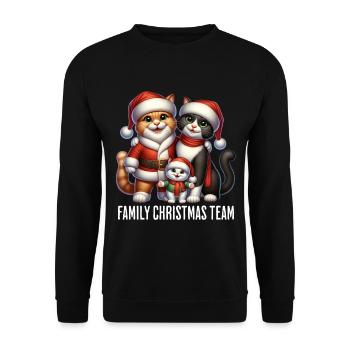 Family Christmas Team Katzen - Unisex Pullover - Schwarz - Vorne - Alina (178cm) & Michal (187cm)