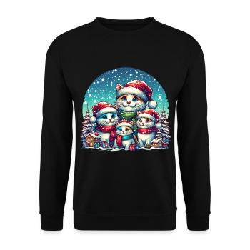 Cats, Family, Sweet, Christmas, Snow - Unisex Sweatshirt - black - Front - Alina (178cm) & Michal (187cm)