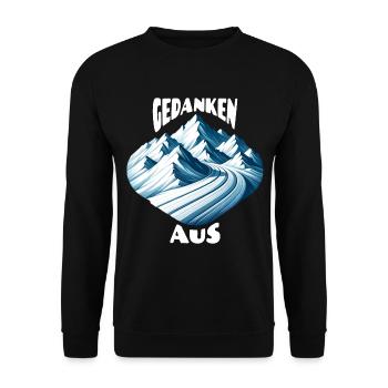 Gedanken Aus Skipiste lustiger Ski Spruch - Unisex Pullover - Schwarz - Vorne - Alina (178cm) & Michal (187cm)
