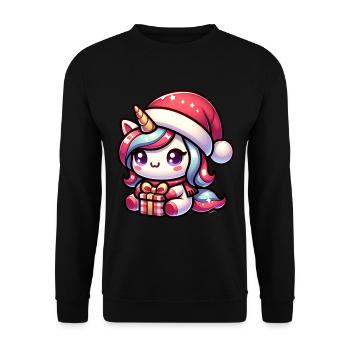 Licorne de Noël - Sweat-shirt Unisexe - noir - Devant - Alina (178cm) & Michal (187cm)