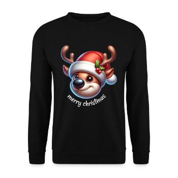 Renne de Noël avec chapeau de Père Noël - Sweat-shirt Unisexe - noir - Devant - Alina (178cm) & Michal (187cm)