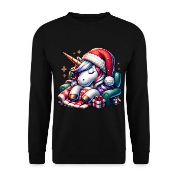 Licorne de Noël - Sweat-shirt Unisexe - noir - Devant - Alina (178cm) & Michal (187cm)
