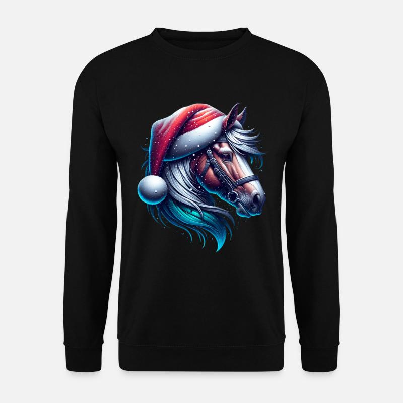 Weihnachts-Pferd - Unisex Pullover - Schwarz