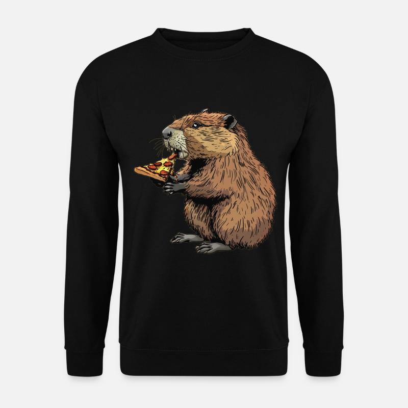 Biber isst Pizza - Unisex Pullover - Schwarz