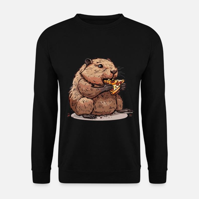 Beaver eats pizza - Unisex Sweatshirt - black