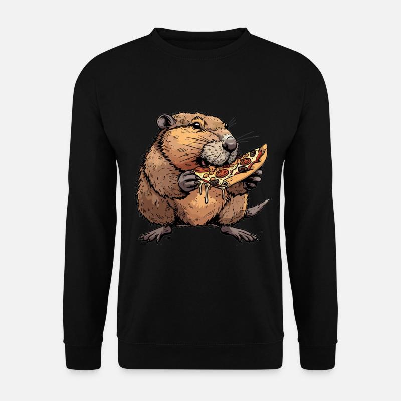 Biber isst Pizza - Unisex Pullover - Schwarz