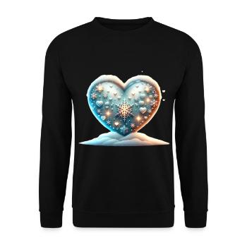 Coeur Noël flocon de neige paillettes hiver - Sweat-shirt Unisexe - noir - Devant - Alina (178cm) & Michal (187cm)
