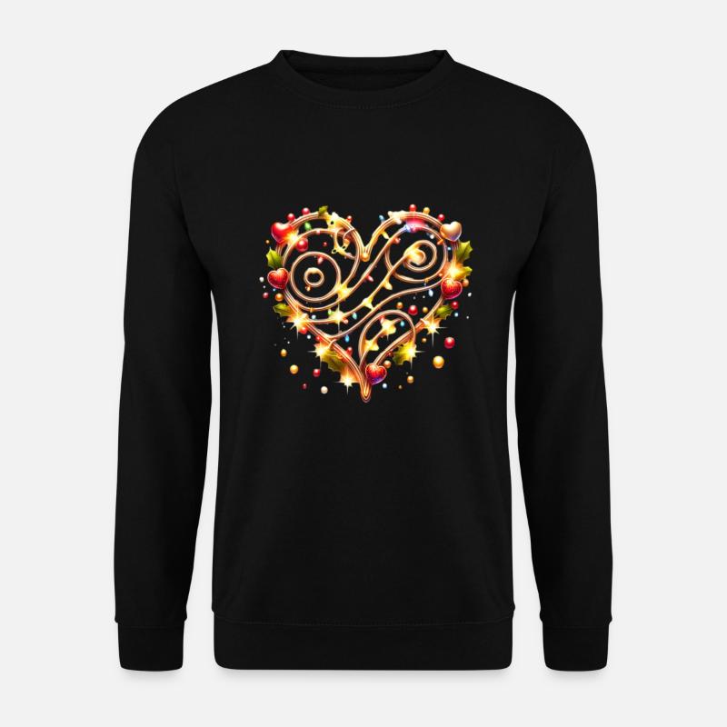 Weihnachts Herz Lichter Weihnachten Xmas - Unisex Pullover - Schwarz