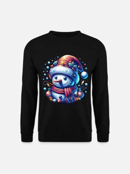 Schneemann Lichterkette Schnee Xmas Weihnachten - Unisex Pullover - Schwarz