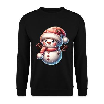 Wundervoller Schneemann Schneebälle Licht Xmas - Unisex Pullover - Schwarz - Vorne - Alina (178cm) & Michal (187cm)