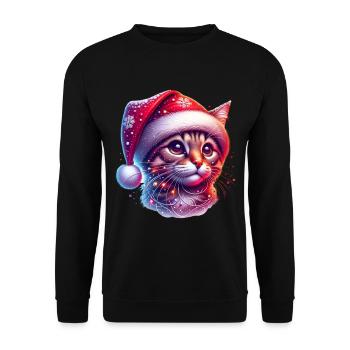 Chapeau de Noël mignon chat de Noël - Sweat-shirt Unisexe - noir - Devant - Alina (178cm) & Michal (187cm)