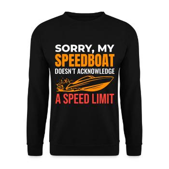 Speedboat Racing Humor for Boating Enthusiasts - Unisex Sweatshirt - black - Front - Alina (178cm) & Michal (187cm)