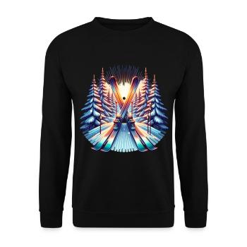 Ski Skiing Ski slope - Unisex Sweatshirt - black - Front - Alina (178cm) & Michal (187cm)