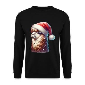 Llama Snowballs Christmas - Unisex Sweatshirt - black - Front - Alina (178cm) & Michal (187cm)