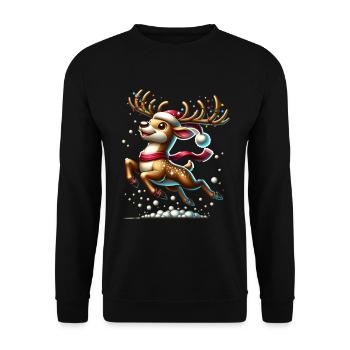 Rentier Weihnachten Xmas - Unisex Pullover - Schwarz - Vorne - Alina (178cm) & Michal (187cm)