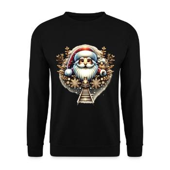 Santa Weihnachten - Unisex Pullover - Schwarz - Vorne - Alina (178cm) & Michal (187cm)
