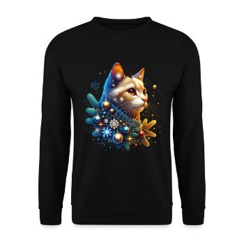 Chat Noël Noël - Sweat-shirt Unisexe - noir - Devant - Alina (178cm) & Michal (187cm)