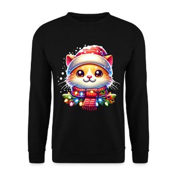 Chat Noël Noël - Sweat-shirt Unisexe - noir - Devant - Alina (178cm) & Michal (187cm)
