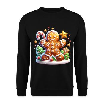 Gingerbread Man Christmas Xmas Christmas - Unisex Sweatshirt - black - Front - Alina (178cm) & Michal (187cm)
