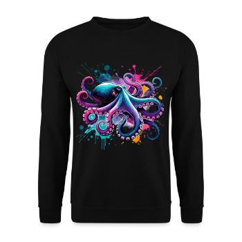 Colorful watercolor octopus - Unisex Sweatshirt - black - Front - Alina (178cm) & Michal (187cm)