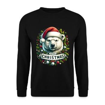 Merry Christmas Polar Bear Christmas Xmas - Unisex Sweatshirt - black - Front - Alina (178cm) & Michal (187cm)