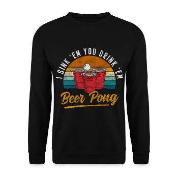 Pong Mug Celebration Team - Unisex Sweatshirt - black - Front - Alina (178cm) & Michal (187cm)