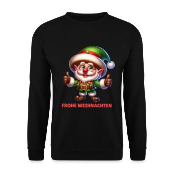 Frohe Weihnachten Elf Weihnachtsfeier - Unisex Pullover - Schwarz - Vorne - Alina (178cm) & Michal (187cm)