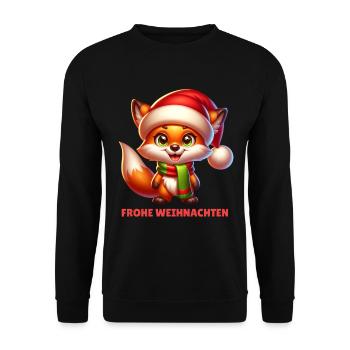 Merry Christmas Funny Fox - Unisex Sweatshirt - black - Front - Alina (178cm) & Michal (187cm)