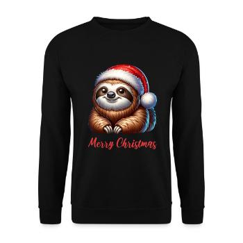 Merry Christmas Sloth Christmas Xmas - Unisex Sweatshirt - black - Front - Alina (178cm) & Michal (187cm)