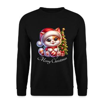 Katze Weihnachten - Unisex Pullover - Schwarz - Vorne - Alina (178cm) & Michal (187cm)