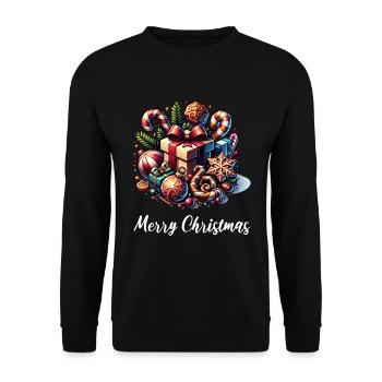 Merry Christmas Weihnachtlich Weihnachtsfeier - Unisex Pullover - Schwarz - Vorne - Alina (178cm) & Michal (187cm)