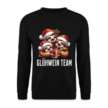 Glühwein Team Faultier Weihnachten Winter - Unisex Pullover - Schwarz - Vorne - Alina (178cm) & Michal (187cm)