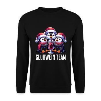 Glühwein Team Pinguin Weihnachten Winter - Unisex Pullover - Schwarz - Vorne - Alina (178cm) & Michal (187cm)