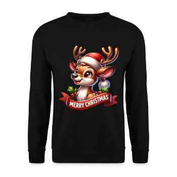 Joyeux Noël Renne Mignon Cadeau de Noël - Sweat-shirt Unisexe - noir - Devant - Alina (178cm) & Michal (187cm)