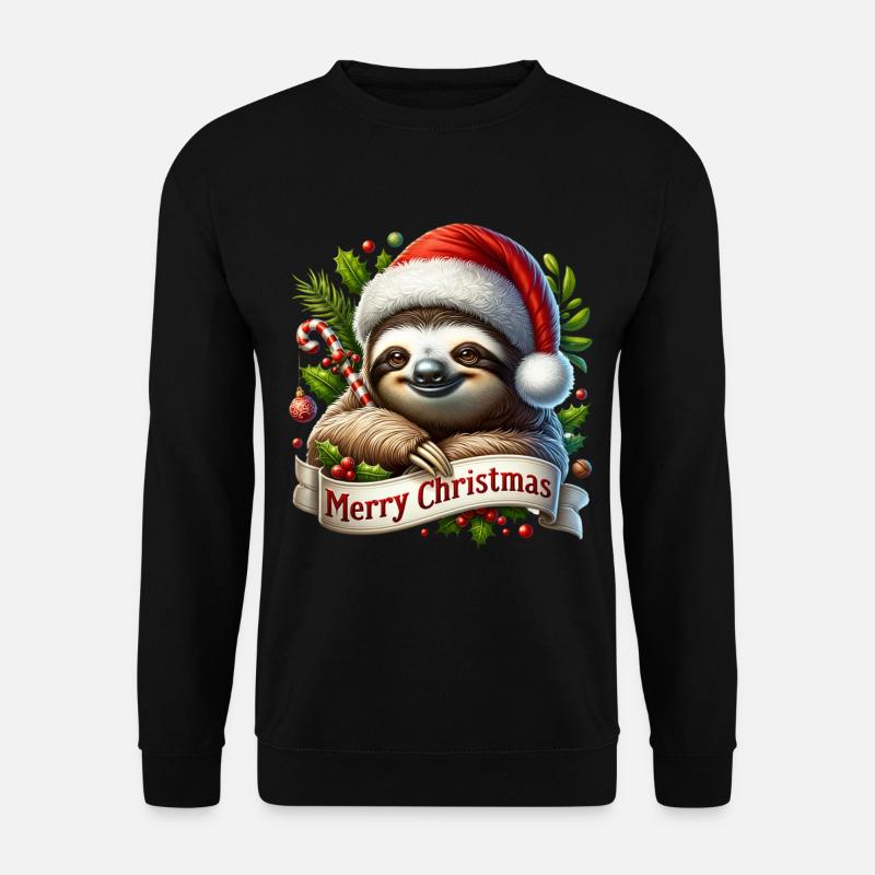 Faultier Merry Christmas Weihnachtsdeko Outfit - Unisex Pullover - Schwarz