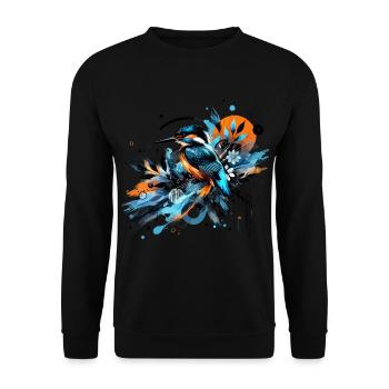 Kingfisher, colorful watercolor, bird - Unisex Sweatshirt - black - Front - Alina (178cm) & Michal (187cm)