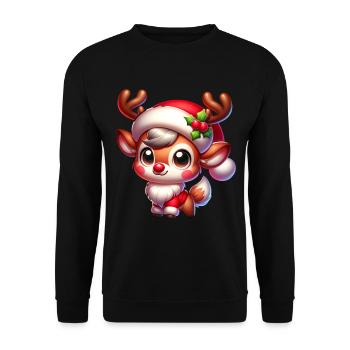 Noël Renne Cerf Bois Noël Doux - Sweat-shirt Unisexe - noir - Devant - Alina (178cm) & Michal (187cm)