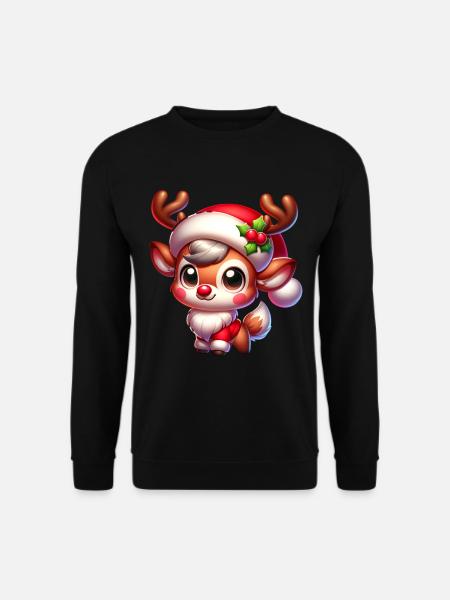 Weihnachts Rentier Hirschgeweih Weihnachtlich Süß - Unisex Pullover - Schwarz