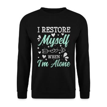 Introvert Geek Humor Single - Unisex Sweatshirt - black - Front - Alina (178cm) & Michal (187cm)