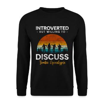 Introvert Human Alone Single - Unisex Sweatshirt - black - Front - Alina (178cm) & Michal (187cm)