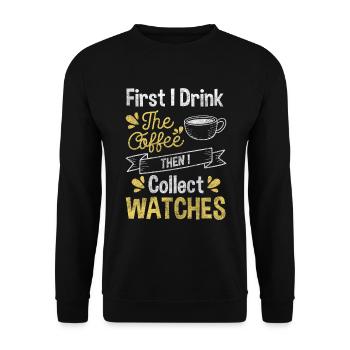 Uhr Sammler Zeit Oldschool - Unisex Pullover - Schwarz - Vorne - Alina (178cm) & Michal (187cm)