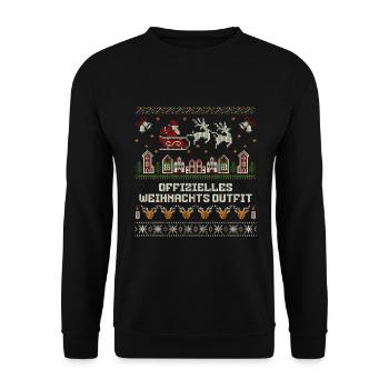 Offizielles Weihnachtsoutfit Weihnachtsschlitten - Unisex Pullover - Schwarz - Vorne - Alina (178cm) & Michal (187cm)